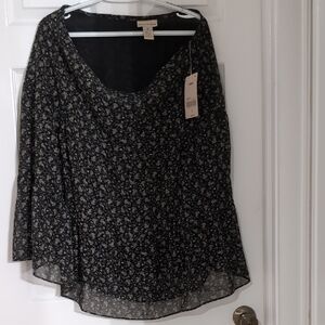 Apostrophe Black Floral A-Line Skirt